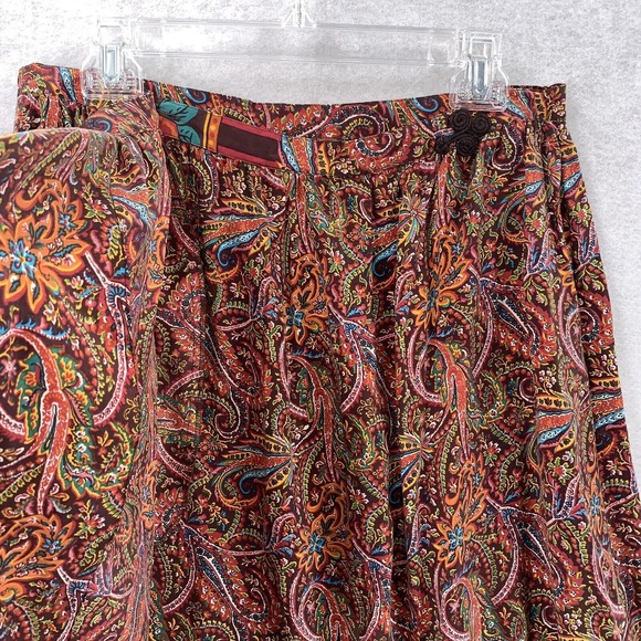 NEW GORGEOUS Silk Collection True Wrap Skirt Womens 18 Boho Paisley Hippie Gypsy - Picture 6 of 12